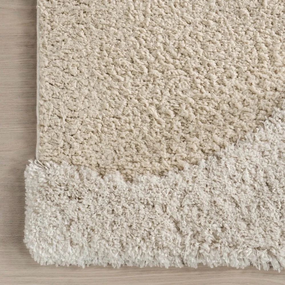 NEW West Elm White Cream Boho Tassel Geometric Shag Area Rug Carpet - 10' x 8'